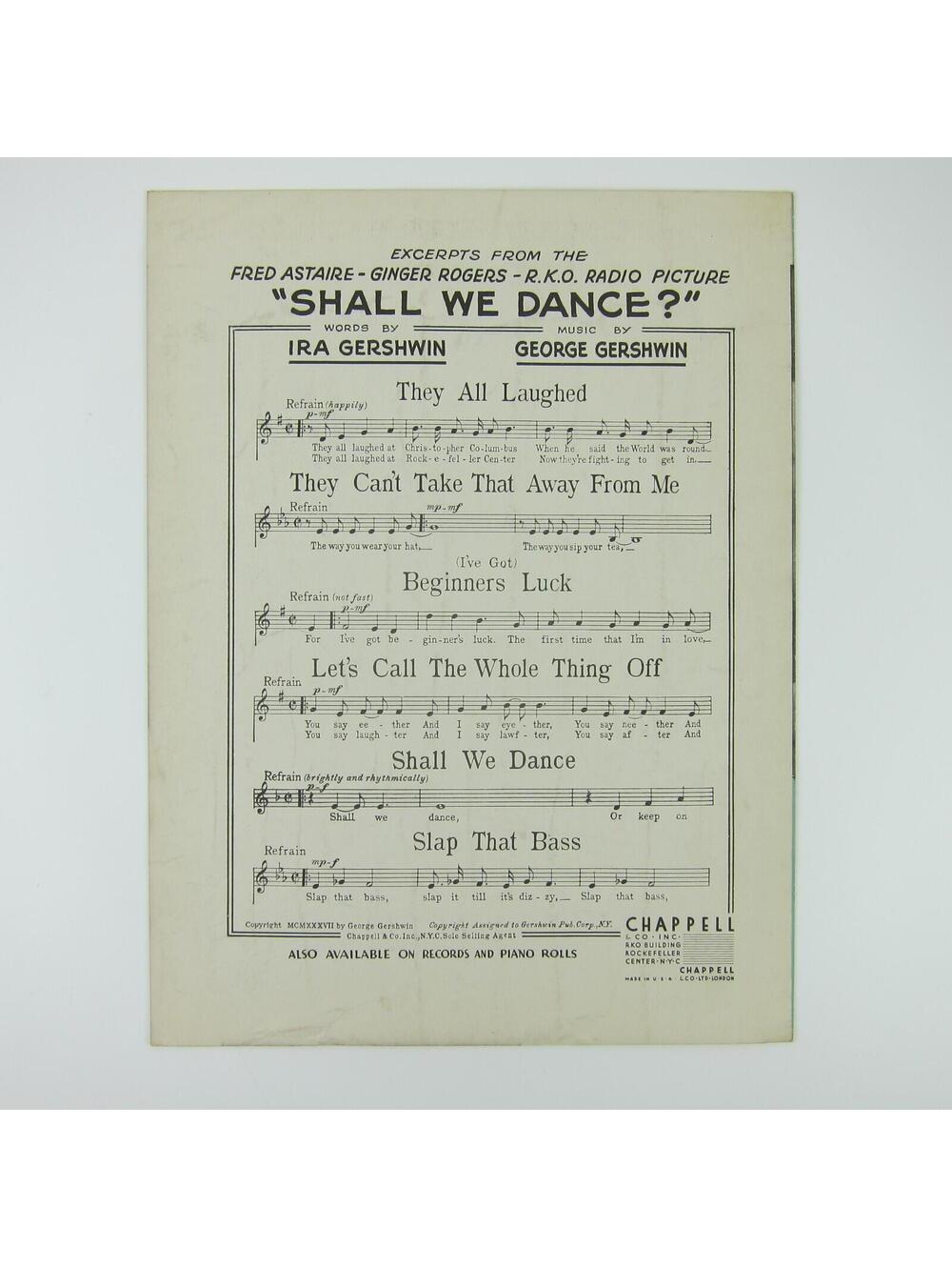 Sheet Music They Can't Take That Away From Me Fred Astaire Ginger Rogers 1937 - Picture 4 of 15